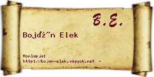 Boján Elek névjegykártya
